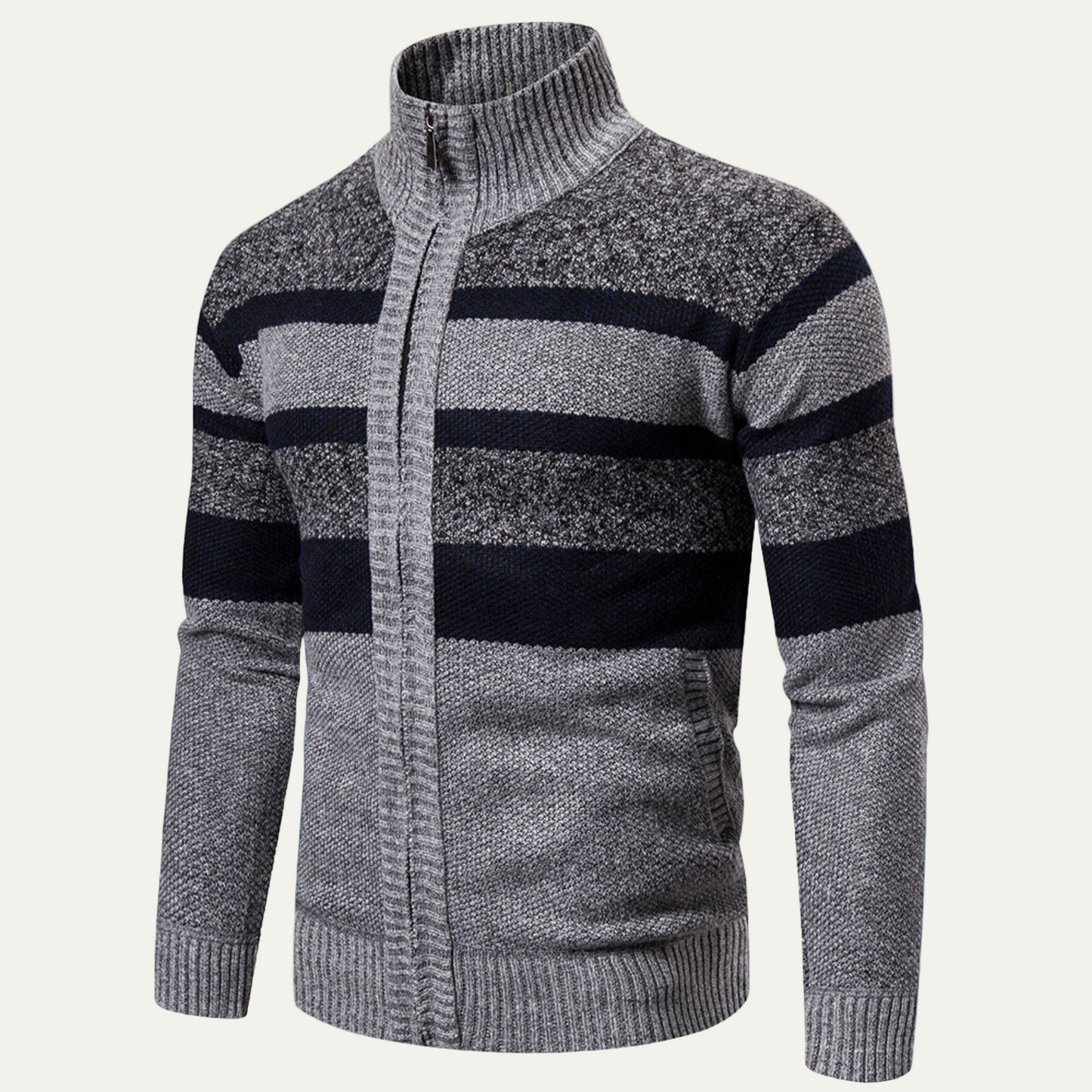 Veste en maille zippée pour homme à motif rayé