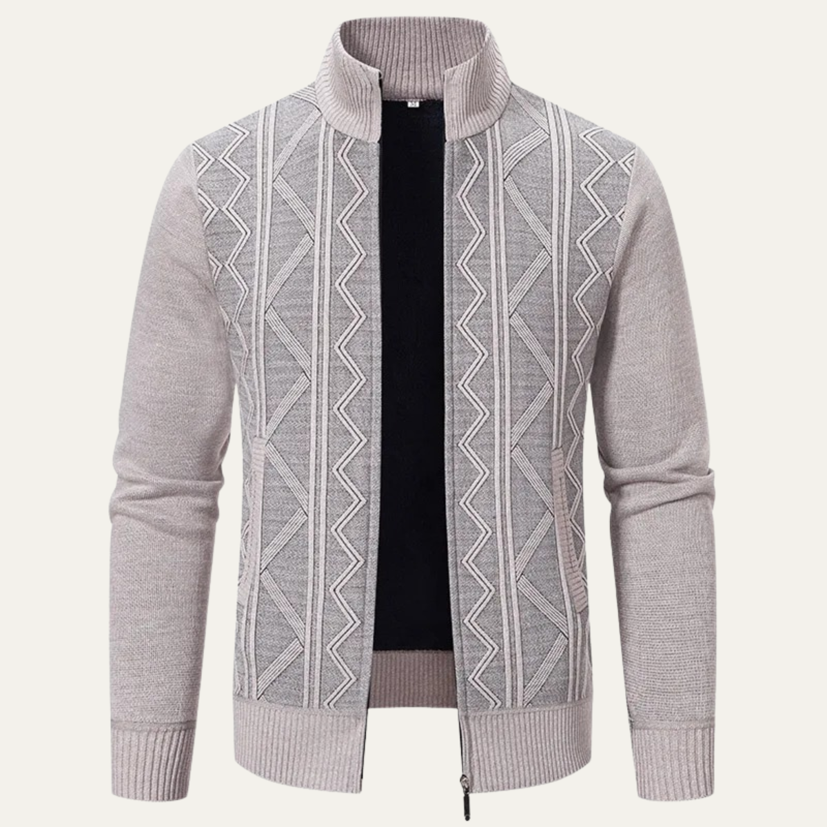 Veste pull zippée pour homme en maille losanges