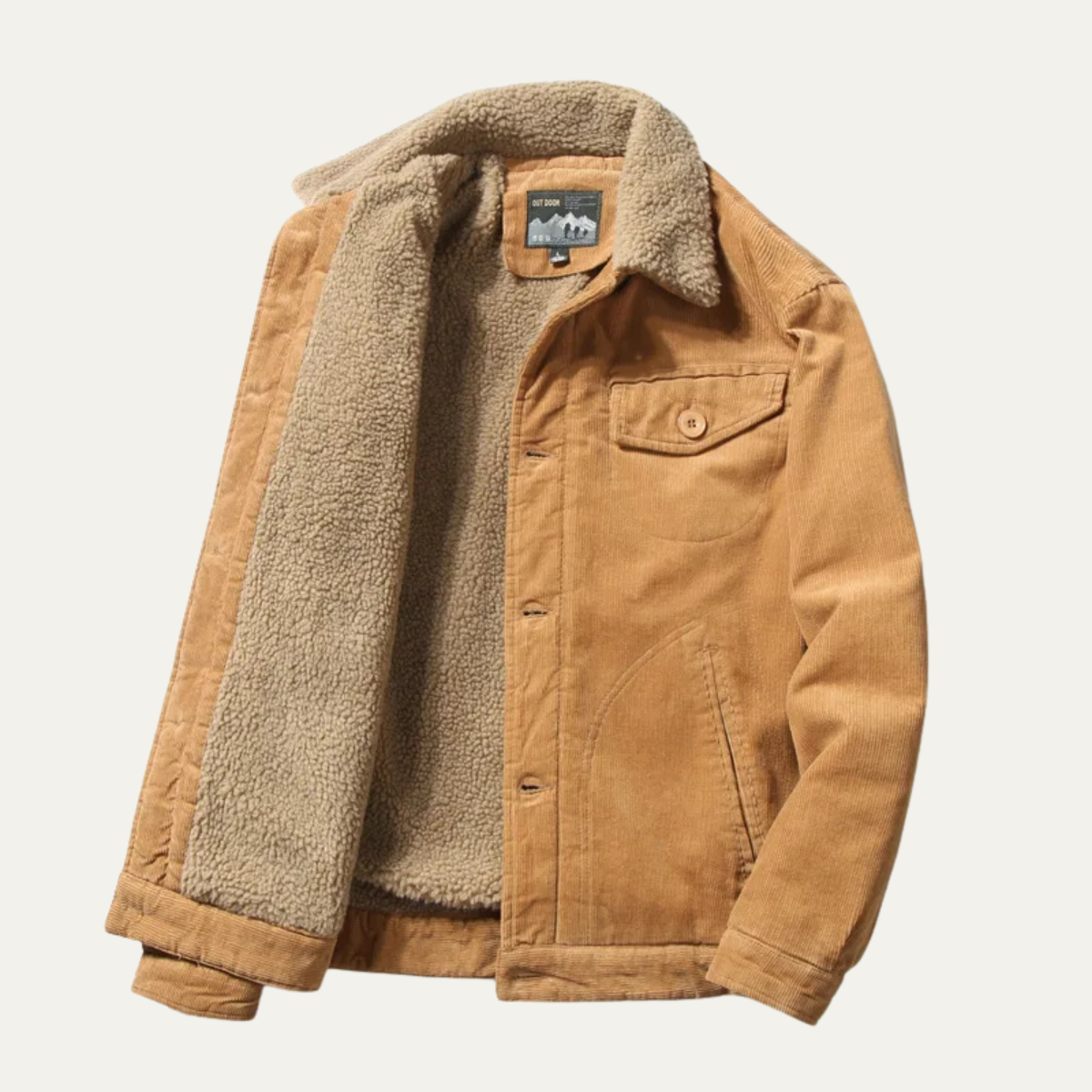 Veste trucker vintage en velours côtelé sherpa pour homme