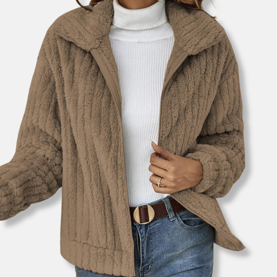 Veste zippée en sherpa confortable pour femme