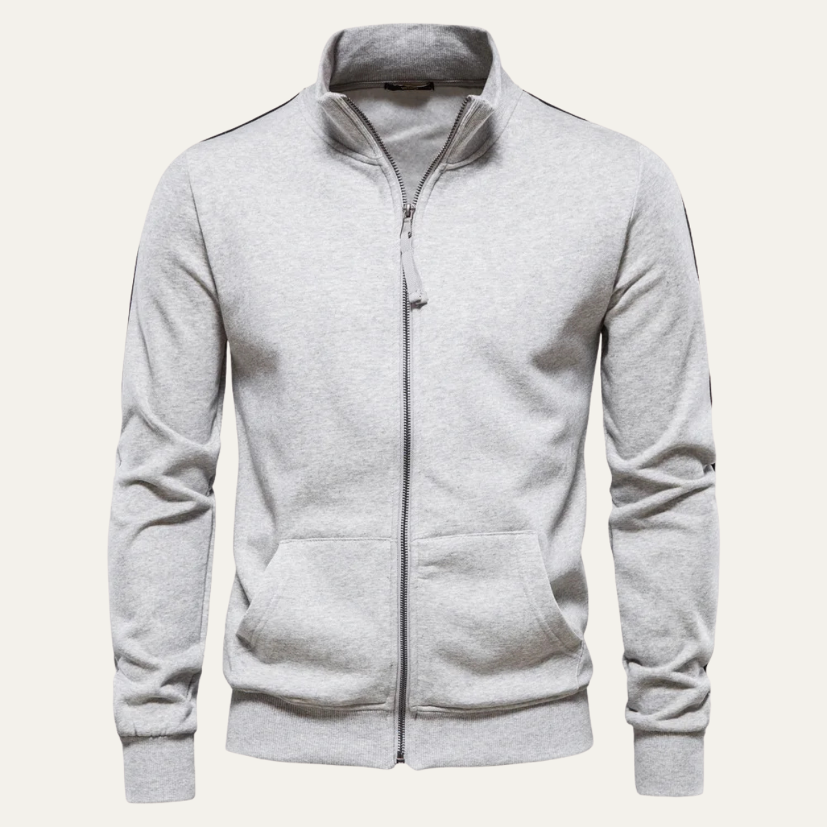 Veste zippée intégrale en tissu lisse pour homme