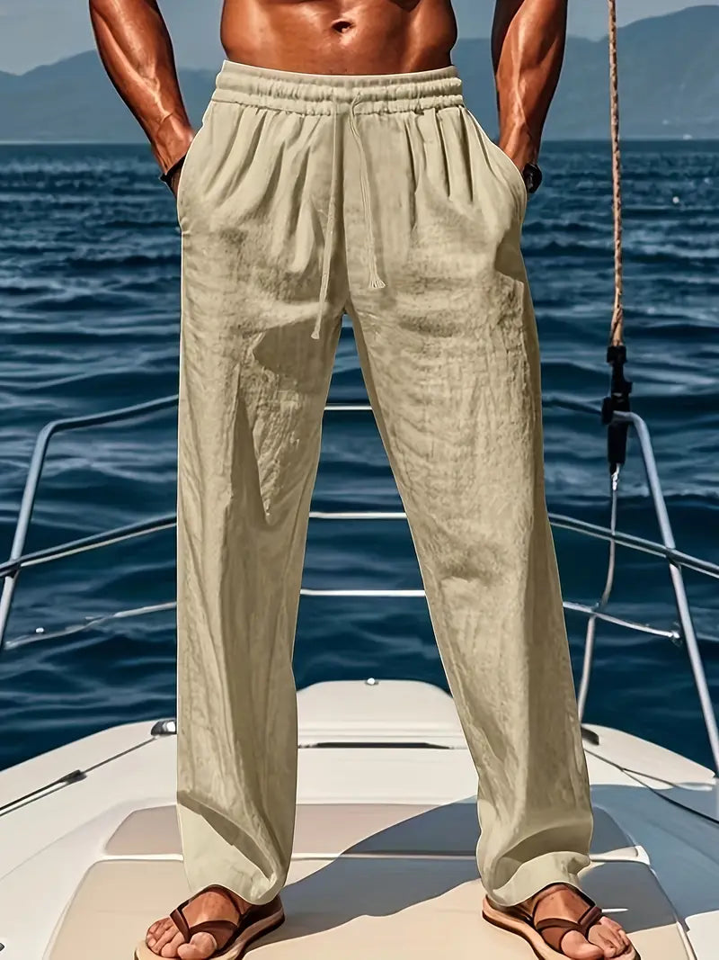 Pantalon Homme Lin Élégant Été