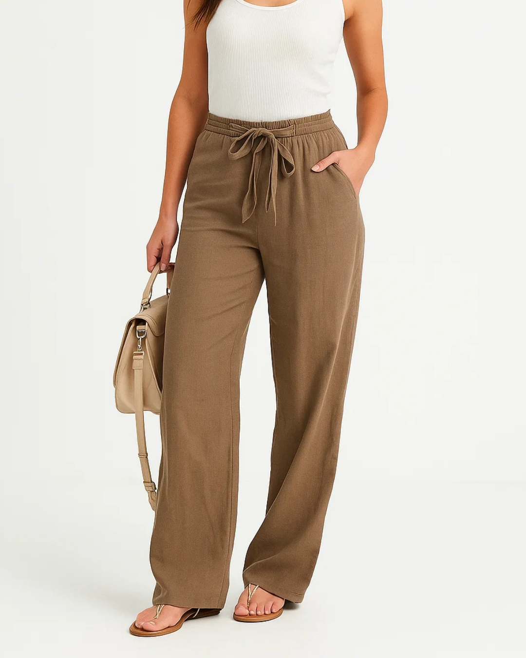 Pantalon Lin BlancÉlégant pour Femme