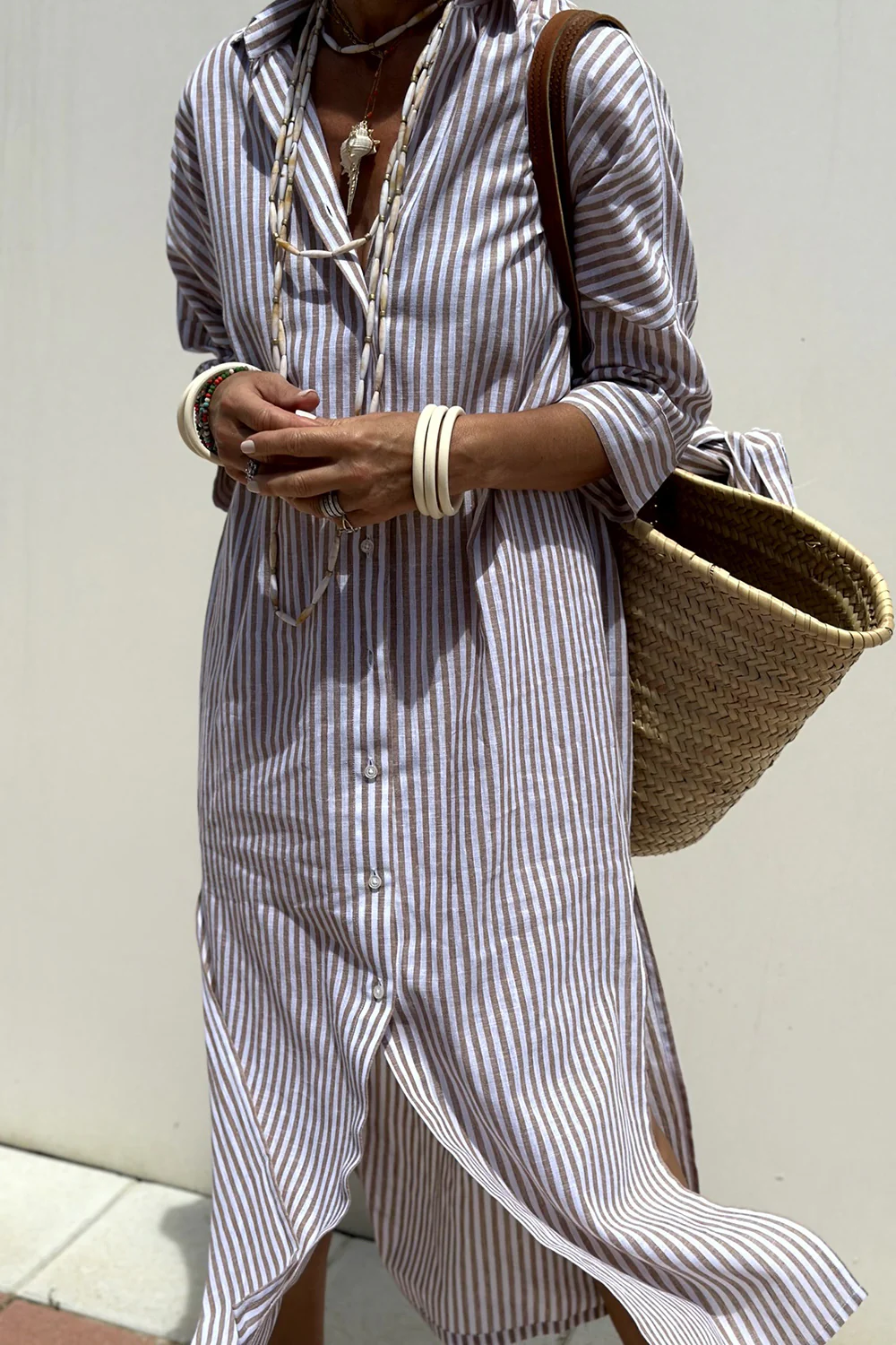 Robe Plage Rayée Élégante pour Femme