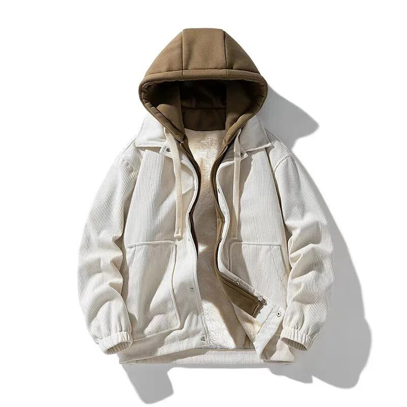 Blouson en velours texture pour hommes décontracté