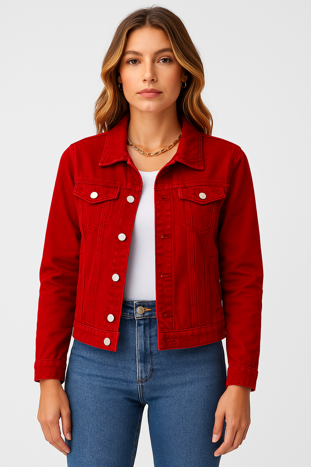 Veste Jean Féminine – Veste Court Style Chic en Coton Robuste avec Col Élégant