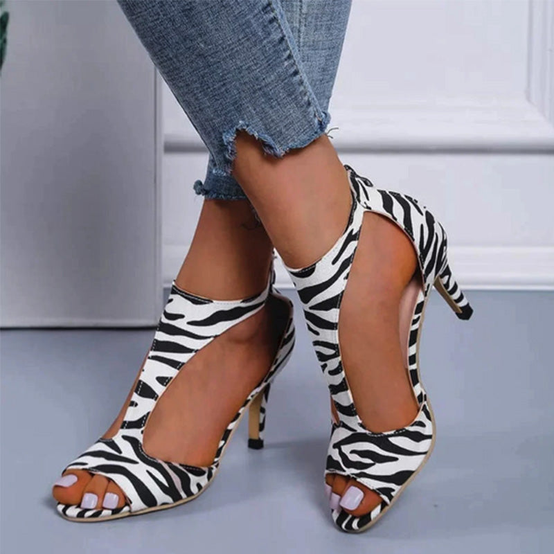 Sandales Hauts Talons en Cuir Rose Féminines