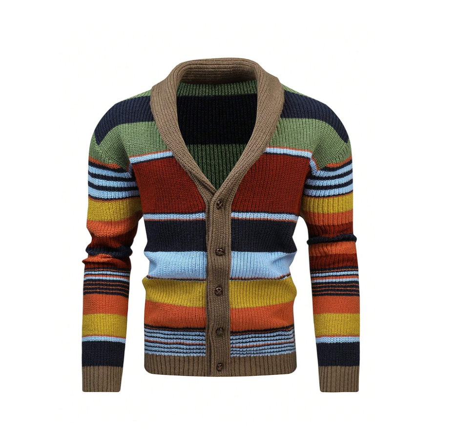 Cardigan à rayures classique avec fermeture boutons - BlxckFR
