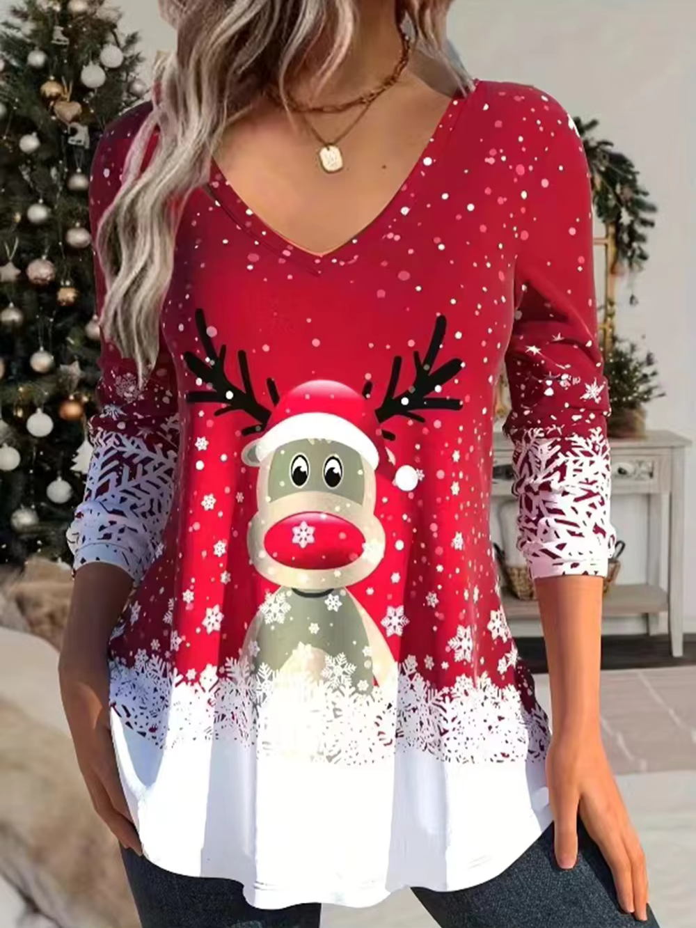 Top De Noël Pour Femme | Col En V