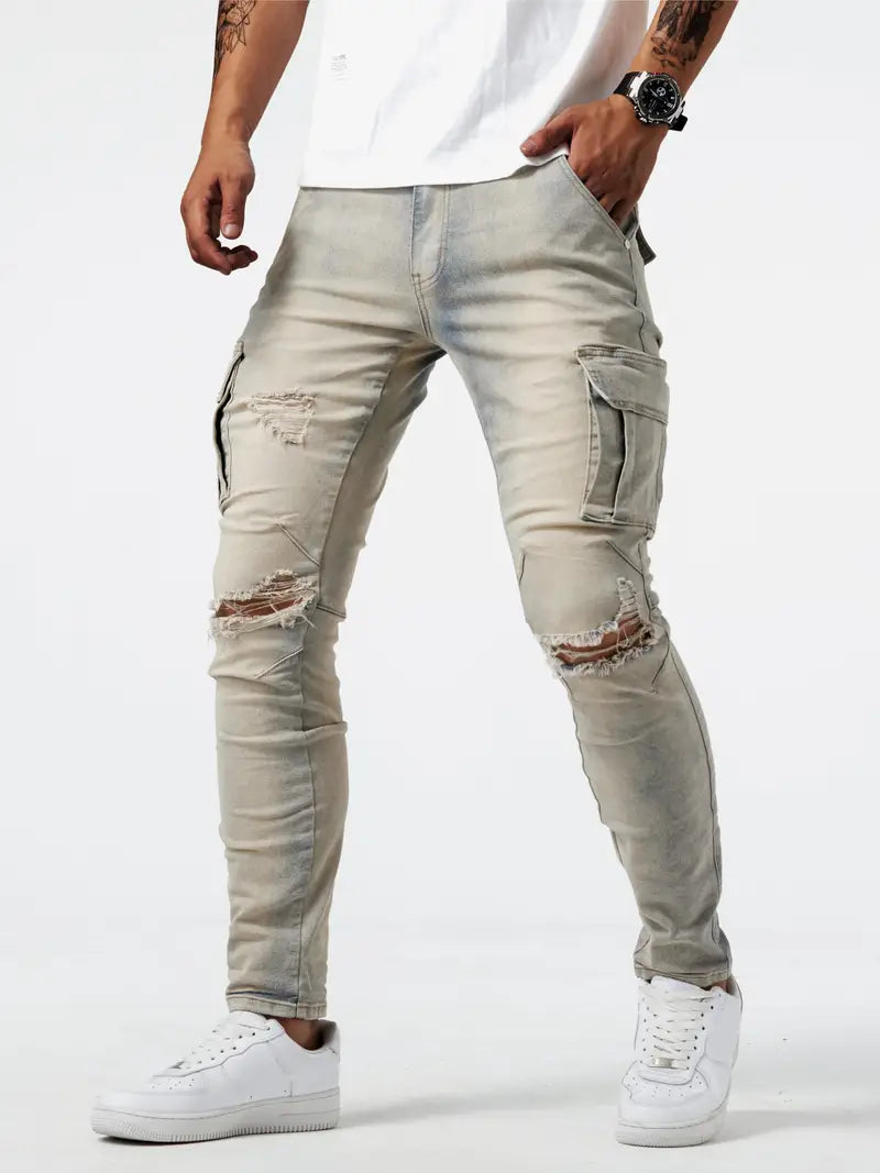 Pantalon de travail homme gris robuste avec poches