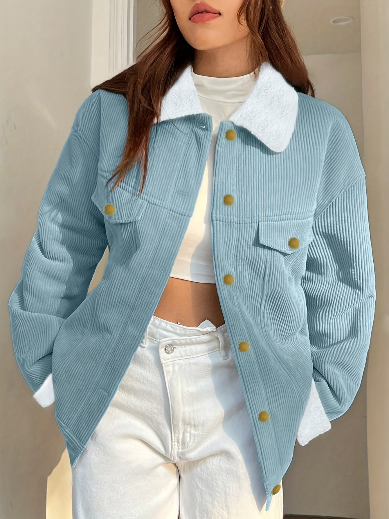 Manteau Femme Hiver Élégant Col Montant Boutons - LuxeStyle