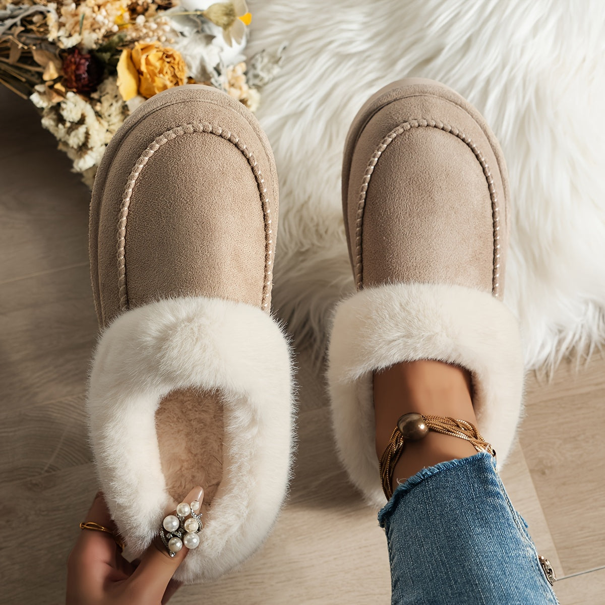 Chaussons Douillets Confort Pour Pieds Chauds