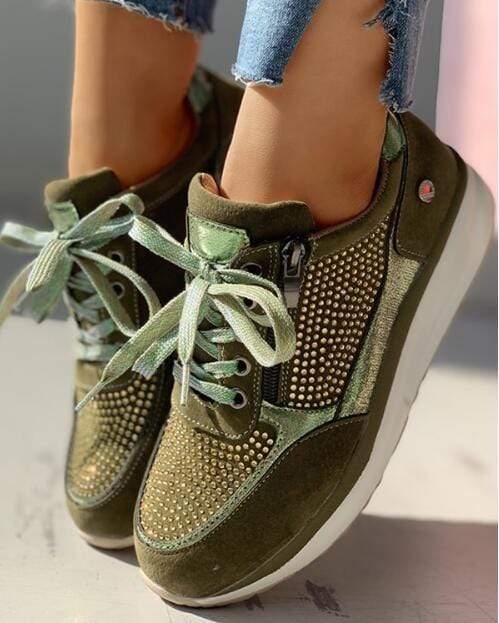 Chaussures running féminines beige ajustables