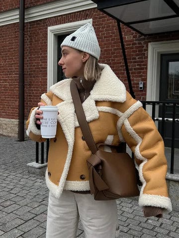 Veste Hiver Élégante Femme au Style Contrasté pour Grand Froid