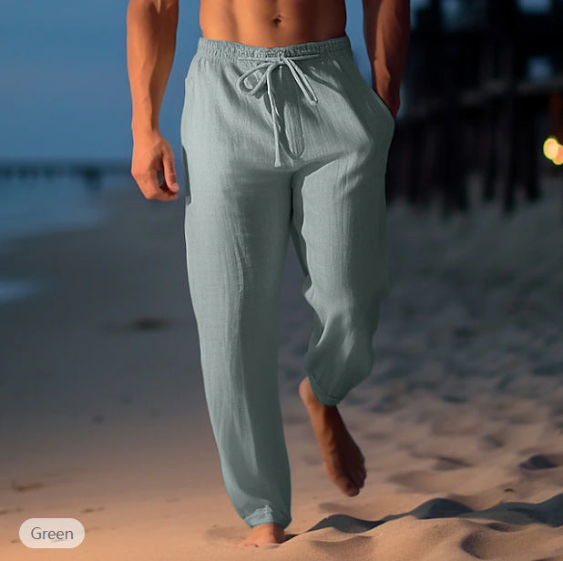 Pantalon Homme Plage Lin Clair Décontracté