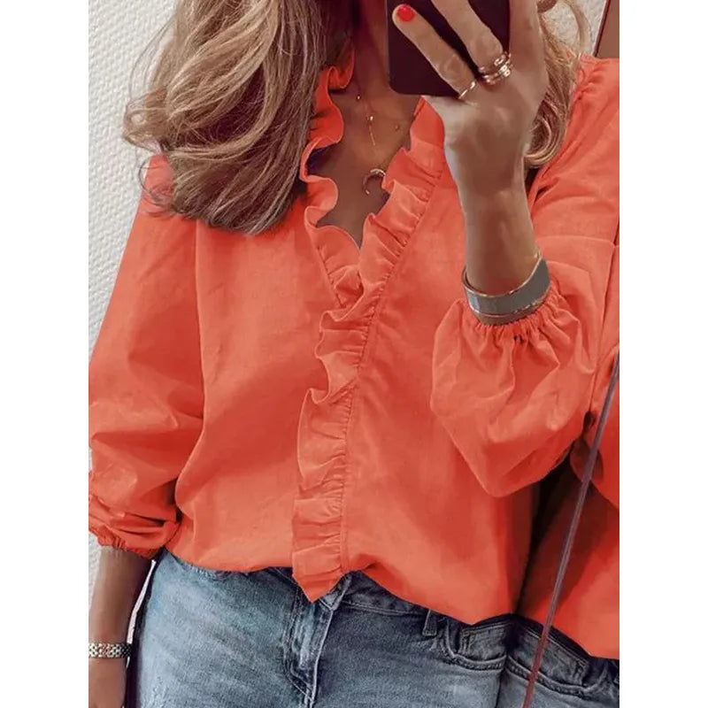 Chemisier femme élégant manches longues blanc pur
