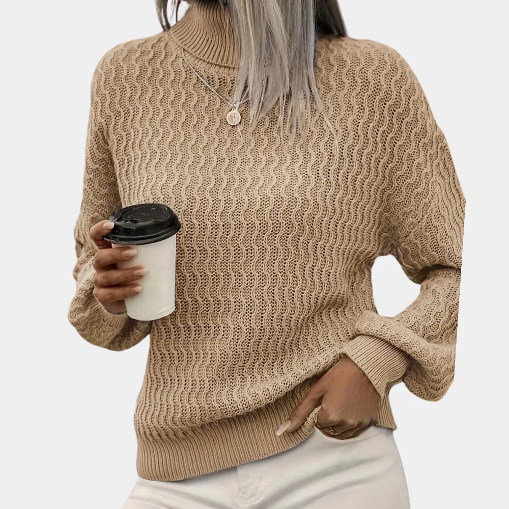 Pull Femme Brun à Col Roulé Douillet