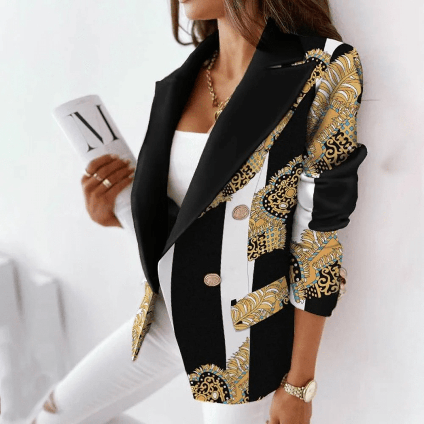 Blazer Féminin Chic – Veste Col Revers Élégante en Laine de Luxe