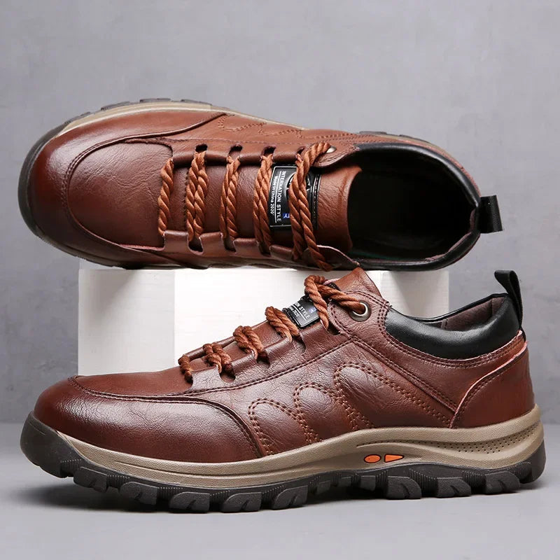 Bottes de Marche Homme Noir Cuir Robuste