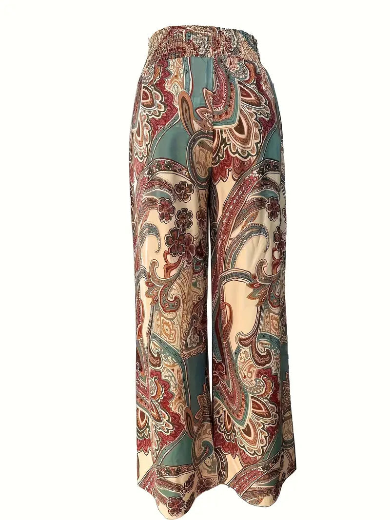 Pantalon Femme Élégant à Jambes Larges Imprimé Floral - LuxeStyle