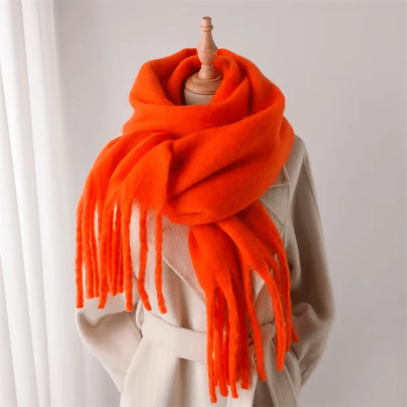 Écharpe Femme Laine Miel avec Franges Déco