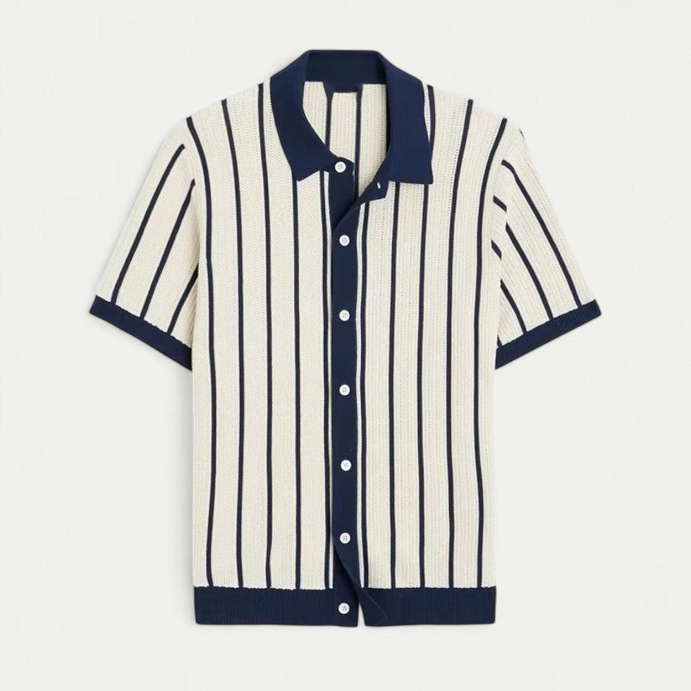 Chemise Homme à Manches Courtes Rayée Été - LuxeStyle