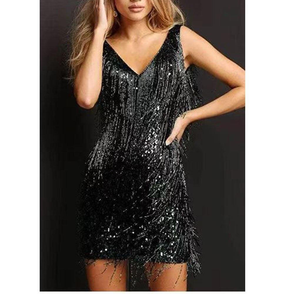 Robe de Soirée Étincelante pour Femmes Mini Féminine