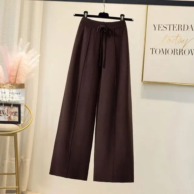 Pantalon Tricot Châtaigne Élastique pour Femme