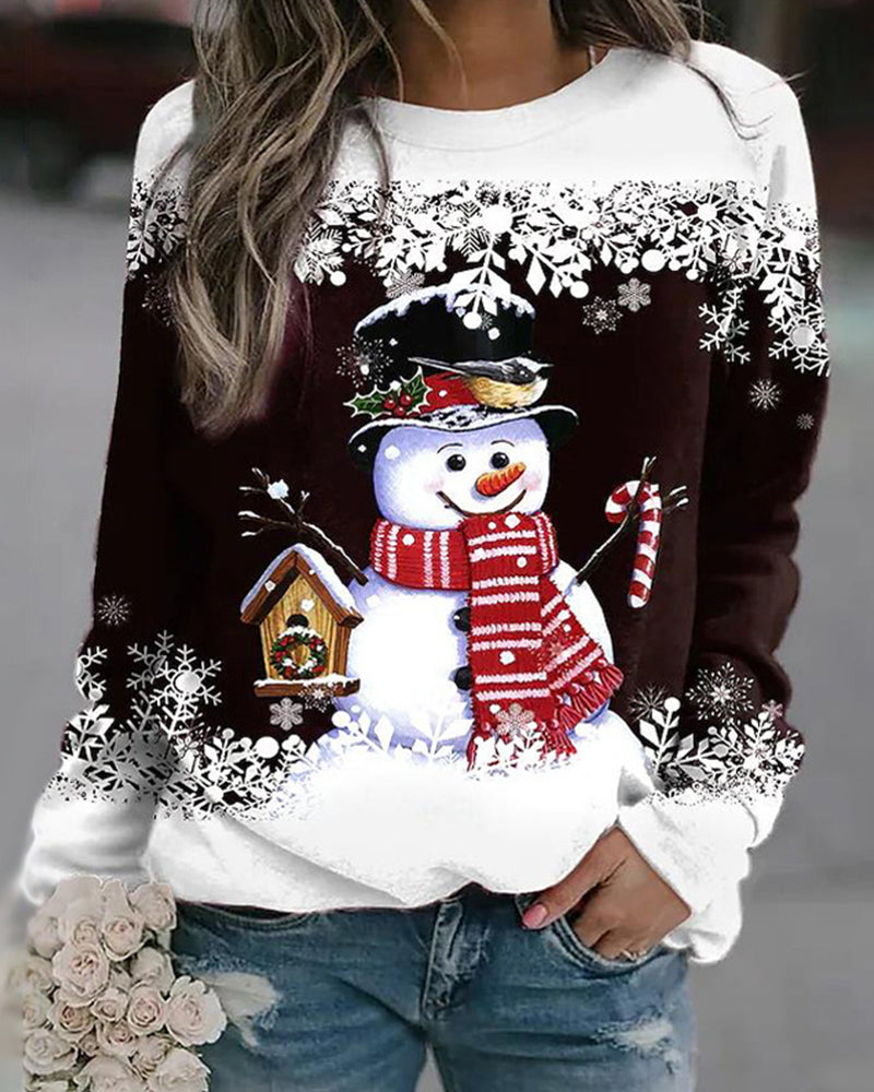 Sweat à Capuche Femme Hiver Motif Neigeux Coloré
