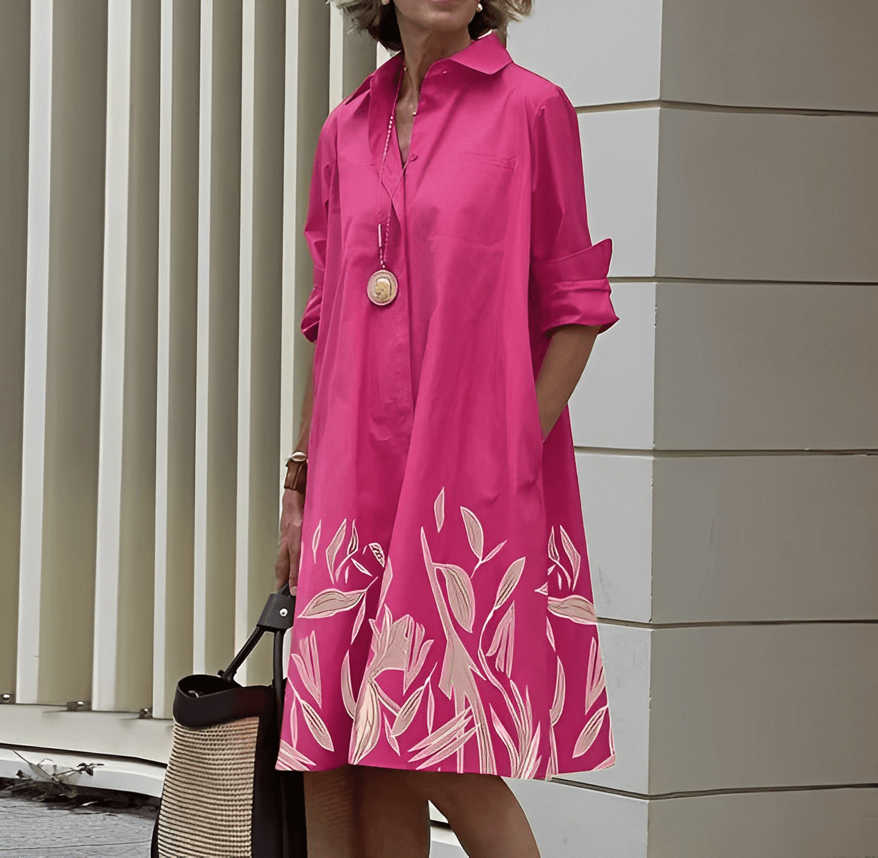 Robe chemisier élégante femme mi-longue