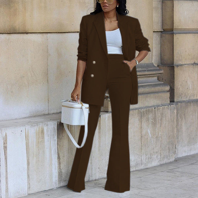 Costume Femme 2 Pièces - Veste Chic & Pantalon Élégant Taille Haute