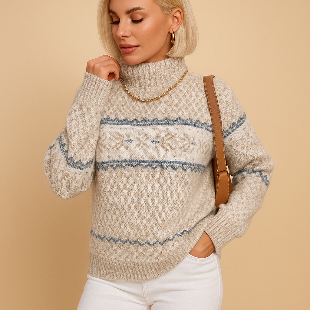 Pull Femme Hiver Laine Bleu Névé