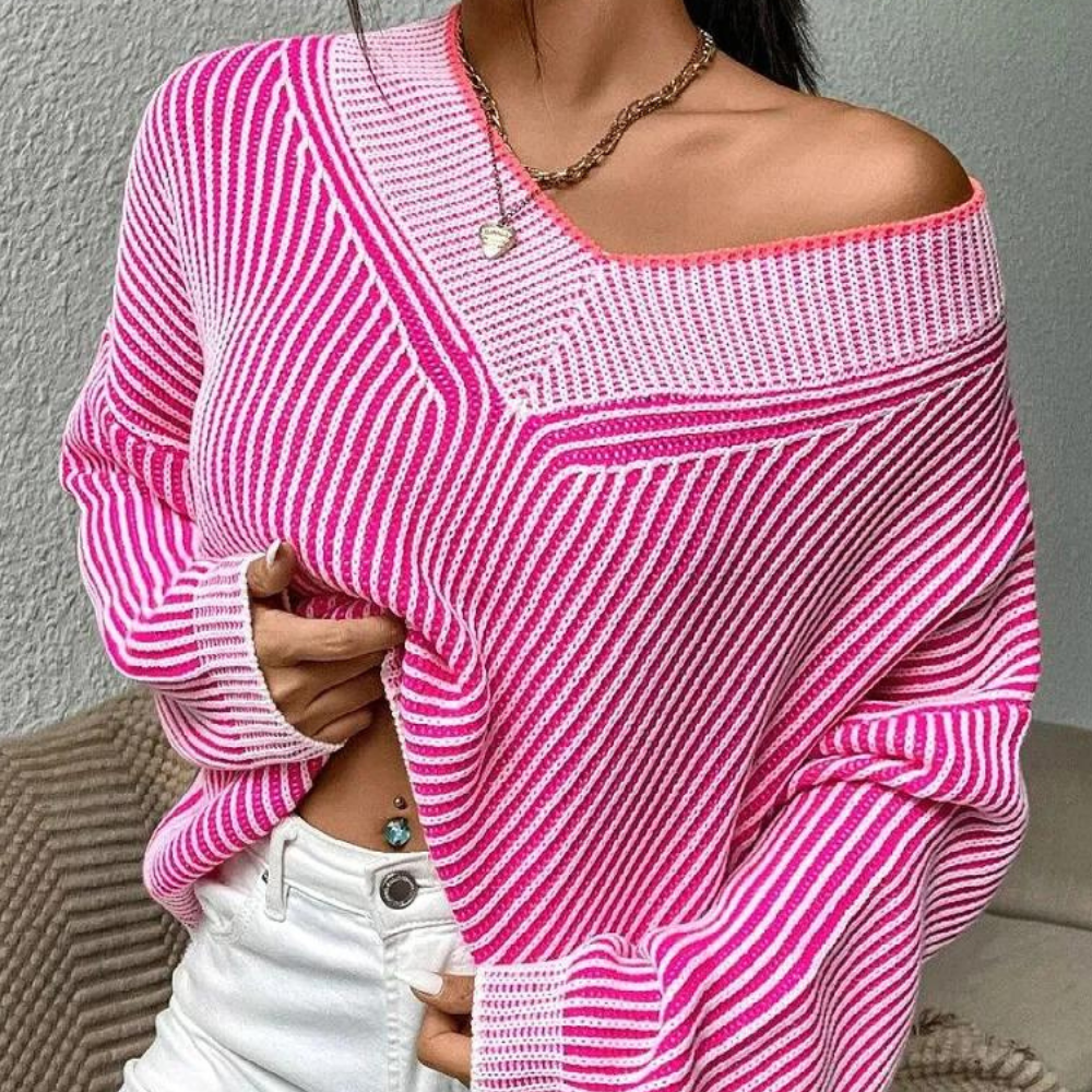JUDY - Pull Rayé Moderne pour Femmes