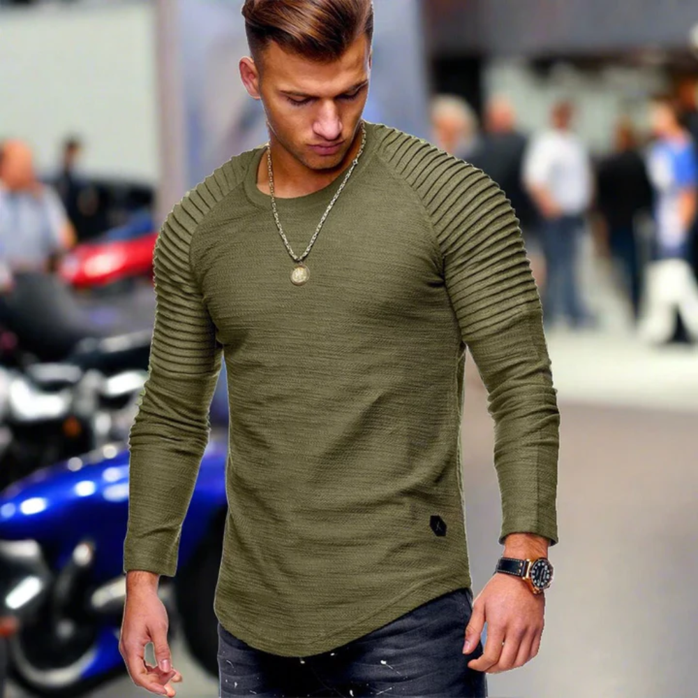 Sweat-shirt élégant à col rond et manches ajustées
