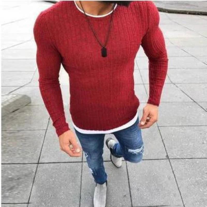 Sweat-shirt Élégant Col Rond Manches Longues