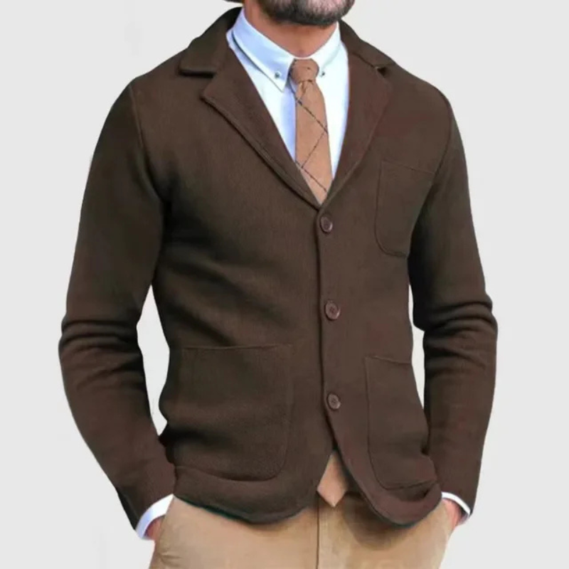 Blazer Élégant à Manches Longues avec Poches et Col Revers