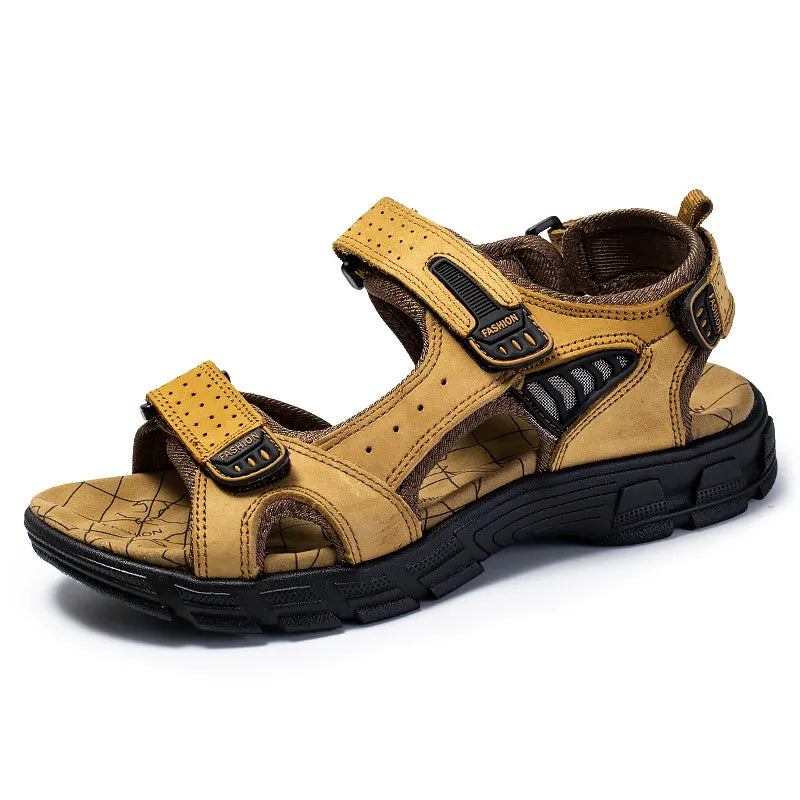Sandale Randonnée Cuir Noir Homme robuste