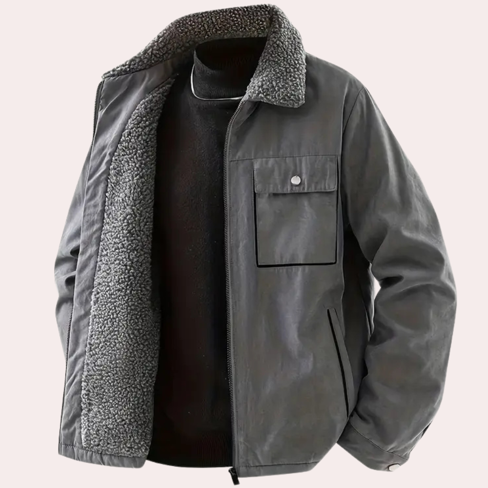 Veste Hivernale Doublée avec Fermeture Éclair et Poches pour Homme