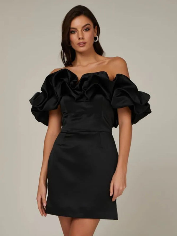 LunaSatinée™ – Robe Satinée Femme à Épaules Dénudées