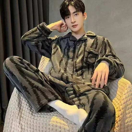 Pyjama Homme Hiver Douillet Rayé Maison - LuxeStyle