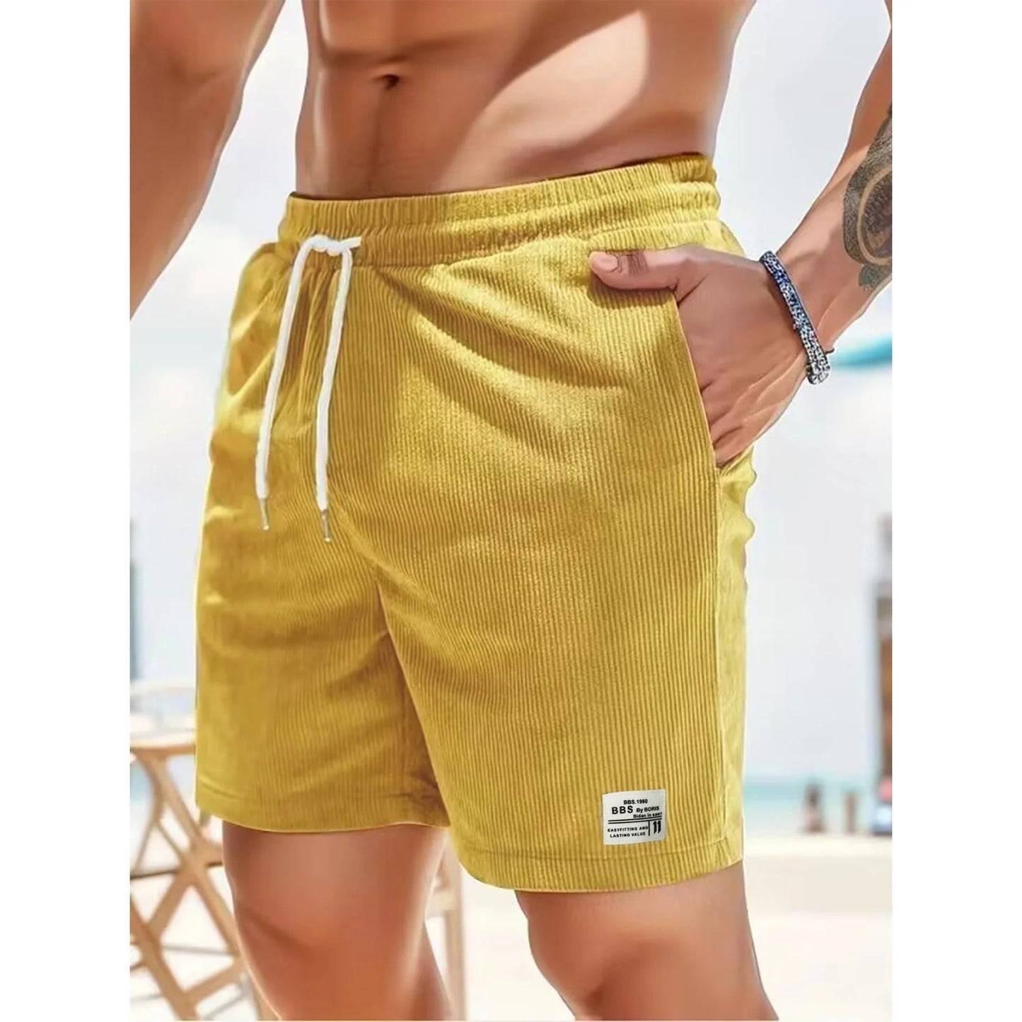 Short Détente Élastique avec Poches Profondes pour Été