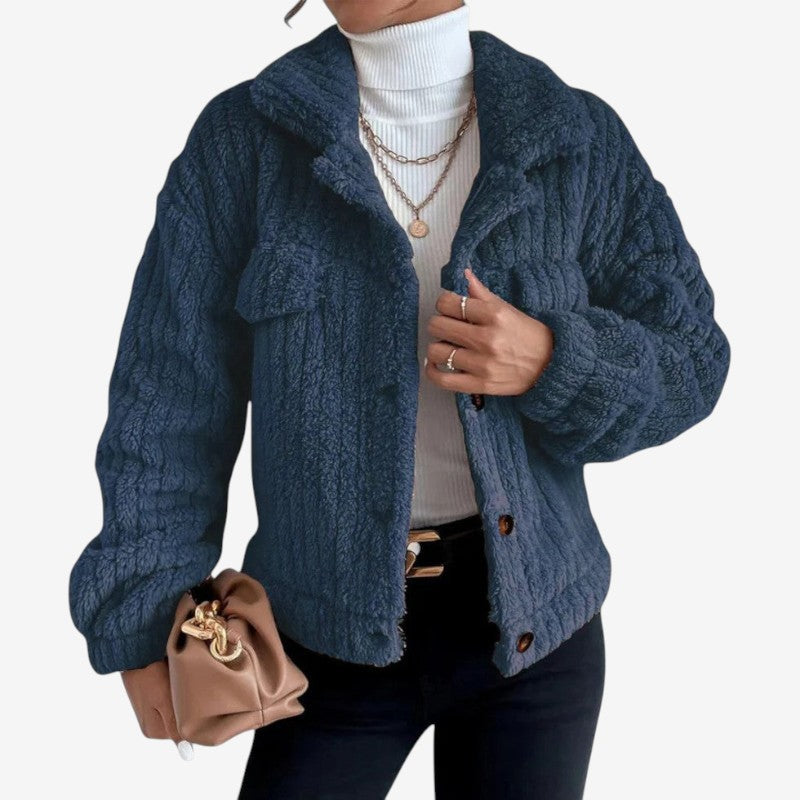 Veste Polaire Élégante à Manches Longues avec Poches Zippées