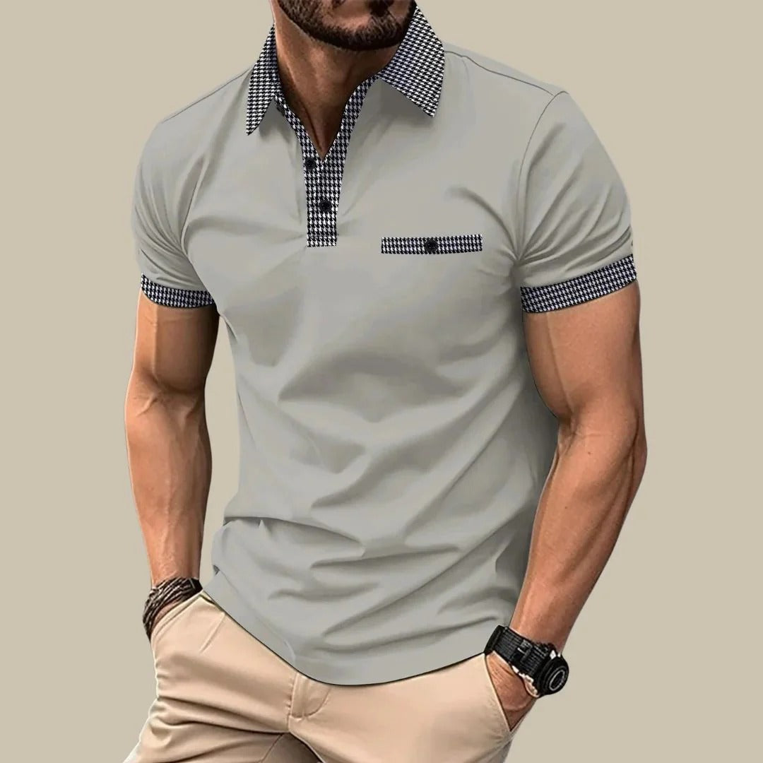 Polo Homme Décontracté à Carreaux Colorés