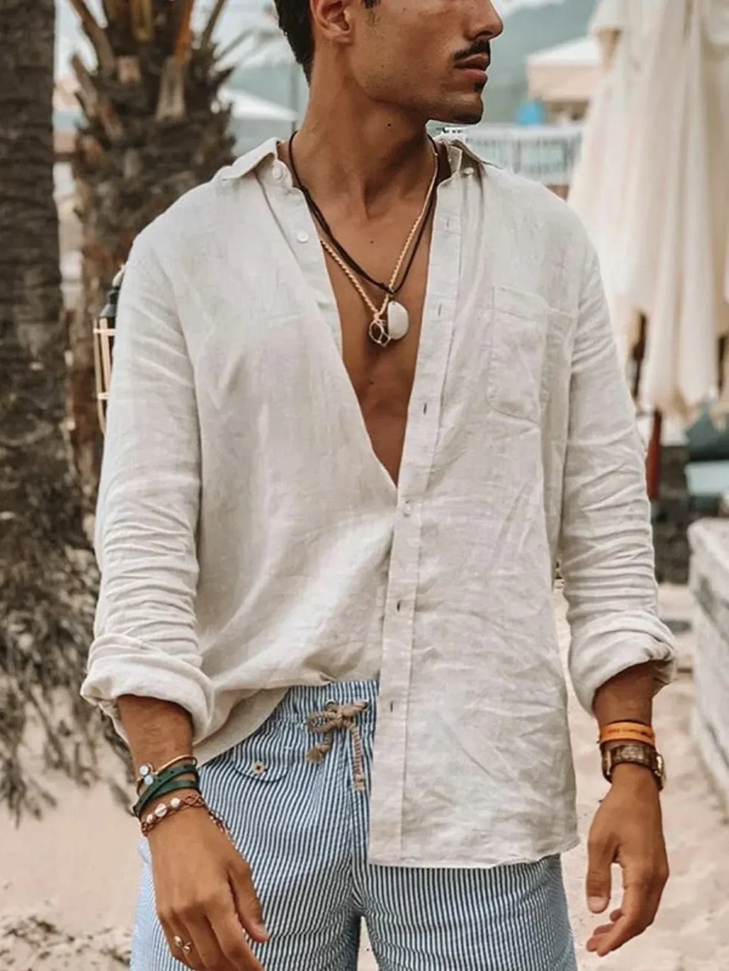 Chemise Homme Manches Longues Retroussables Été