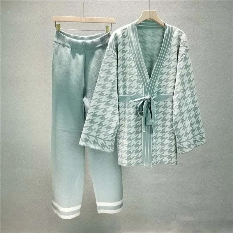 Ensemble Deux Pièces Élégant avec Cardigan Dégagé pour Femmes - LuxeStyle