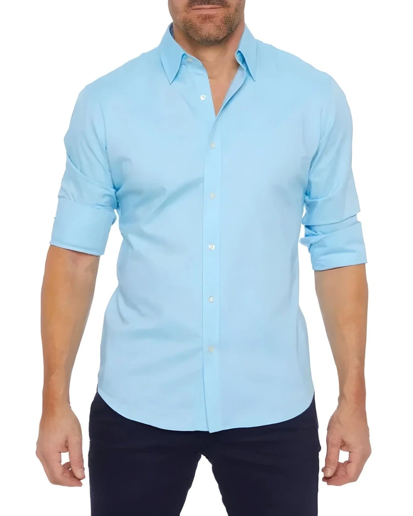 Chemise Homme Classique à Fermeture Éclair Cachée pour Bureau