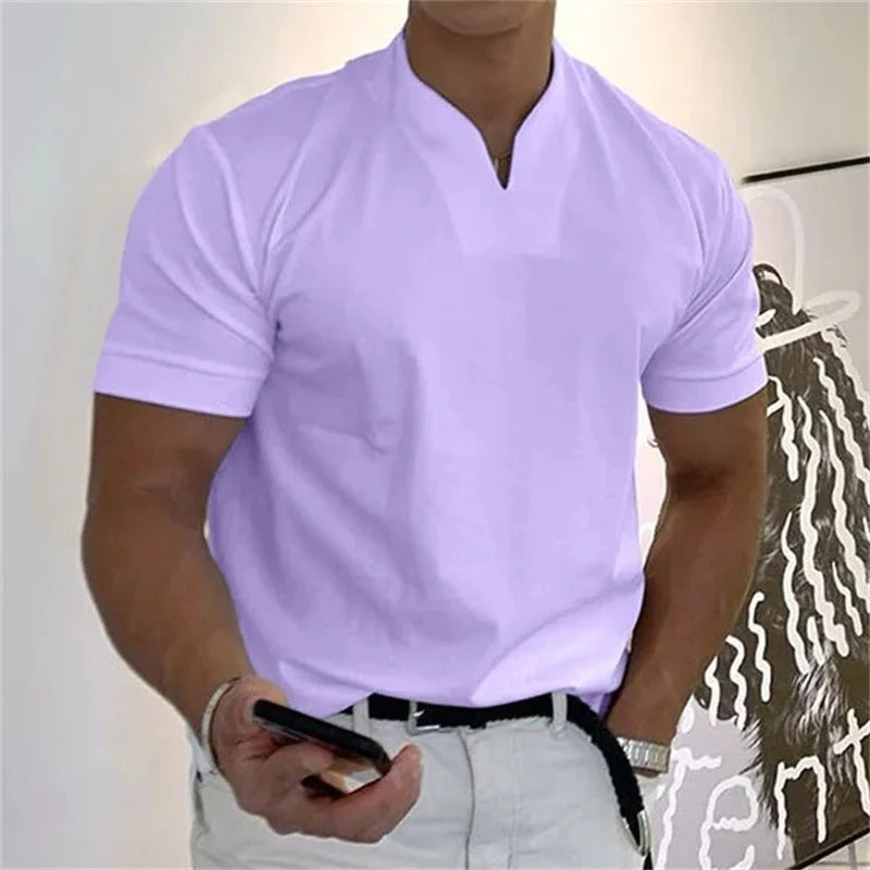 T-Shirt Décontracté Homme Manches Courtes Col V