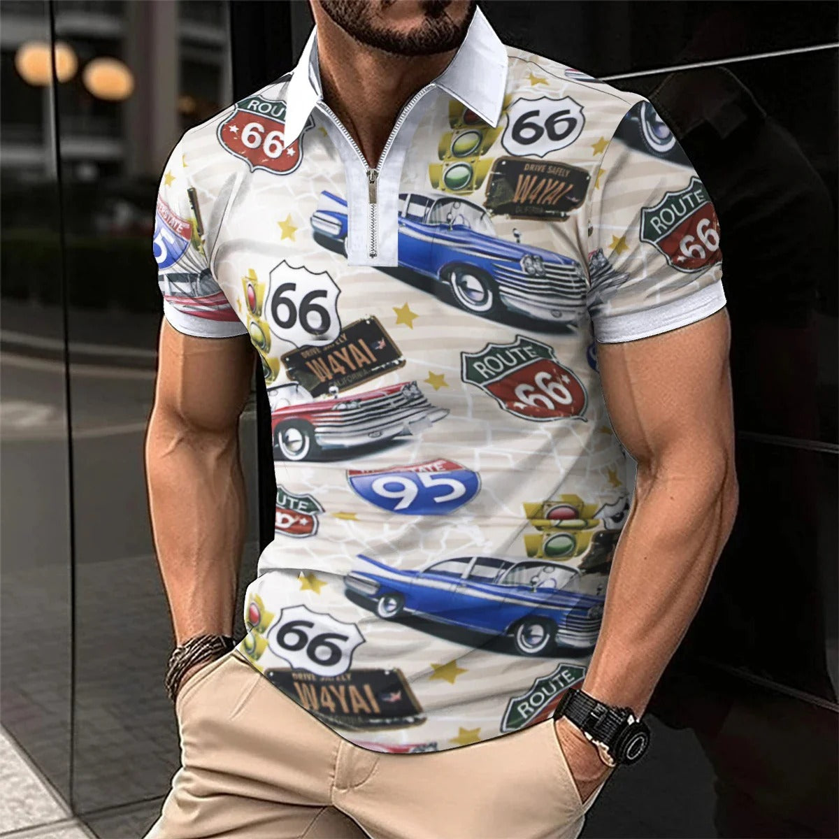Polo Rayé Élégant Homme Taille Grande pour Été