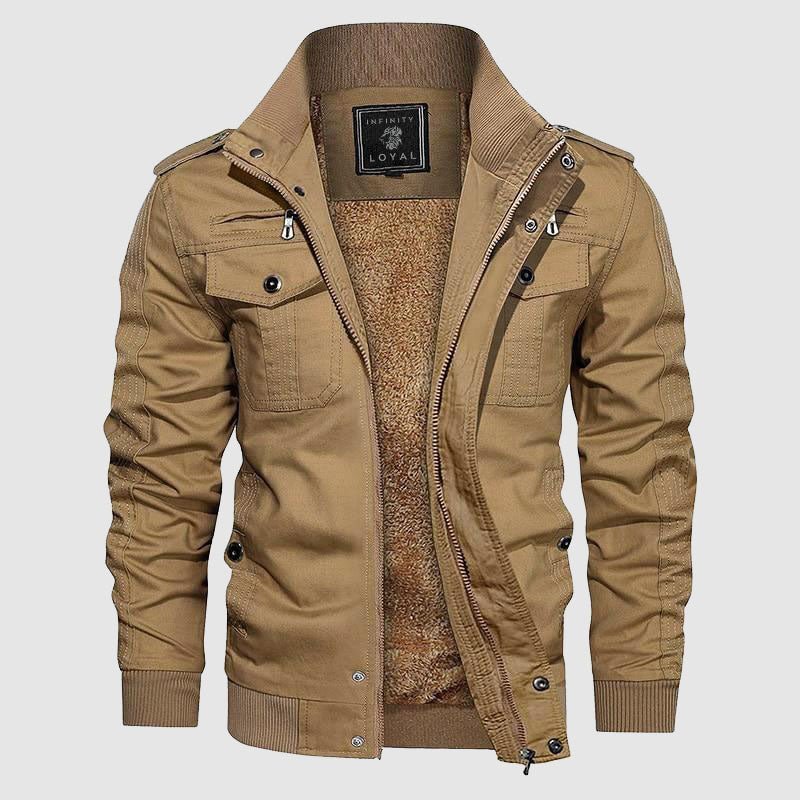 Blouson Aviateur Élégant Homme – Veste Hiver Doublée Polaire & Col Roulé