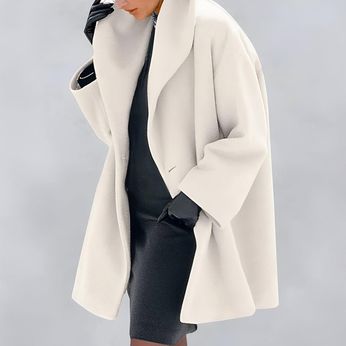 Manteau Femme Bourgogne à Col Évasé et Manches Élégantes